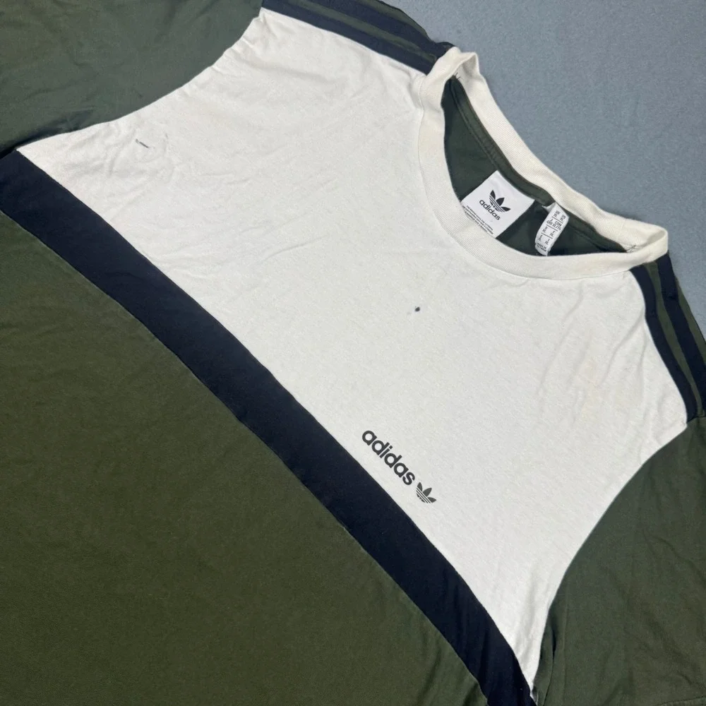 Adidas Originals ZX‎ Colorblock T-Shirt Mens XL Olive Green Cream Trefoil Logo